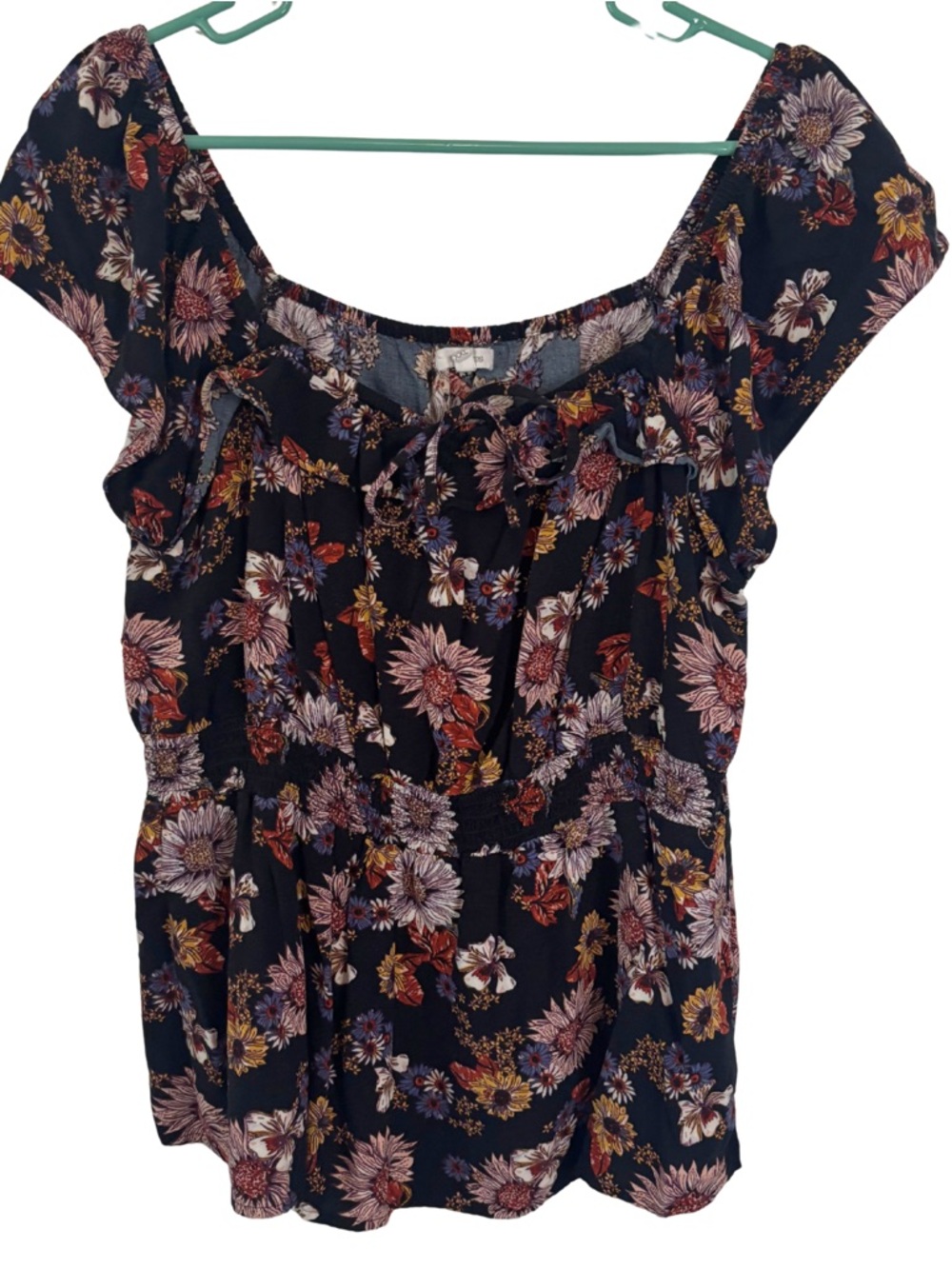 3/$20 Maurices Floral Ruffle Cap Sleeve Blouse